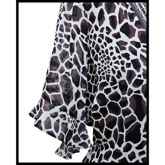 NWT Hale Bob Leigh Georgette Wrap Dress Lined ASO Brown Taupe Animal Print Large - Picture 9 of 13